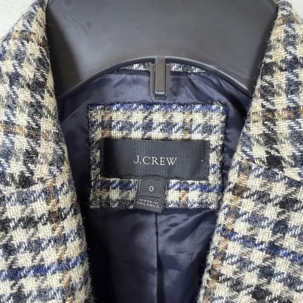 J Crew Campbell Blazer Houndstooth Moon Wool Elbow Patches Academia Equestrian